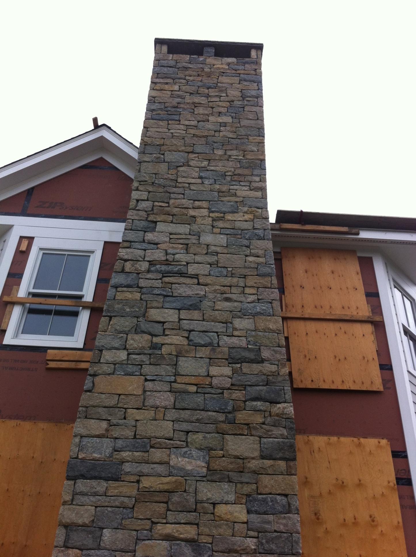 Full stone veneer chimney