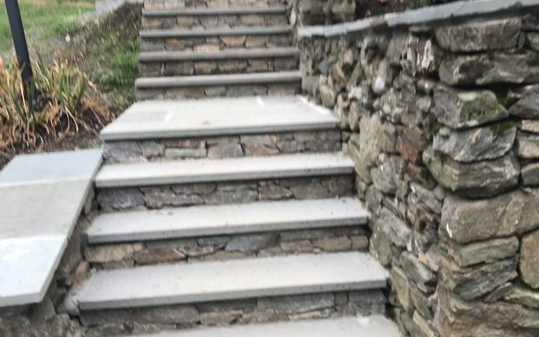 Stone Stairs with Blue Stone Caps